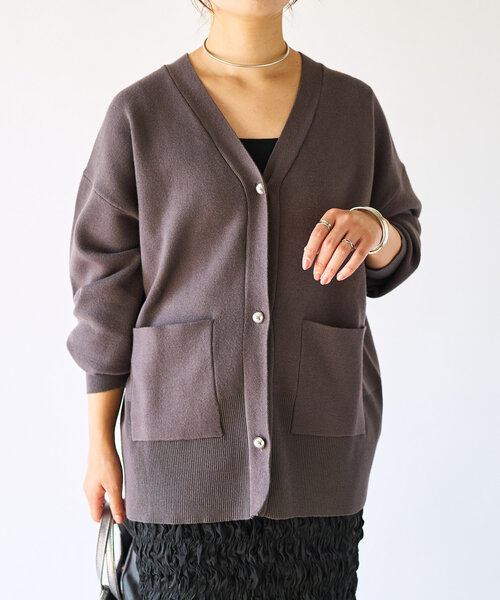 un dix cors（アンディコール）の「《オンオフ兼用・厚すぎず薄すぎず》ミラノリブカーデ（カーディガン/ボレロ・レディース・オフホワイト/グレー/ブラック・FREE）」の4枚目の写真