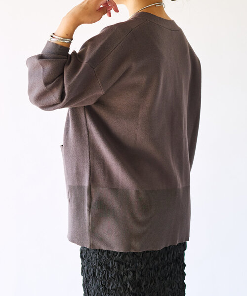 un dix cors（アンディコール）の「《オンオフ兼用・厚すぎず薄すぎず》ミラノリブカーデ（カーディガン/ボレロ・レディース・オフホワイト/グレー/ブラック・FREE）」の6枚目の写真