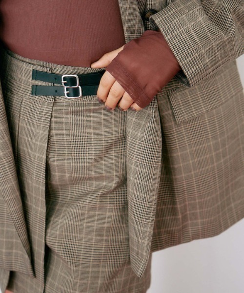 archives(アルシーヴ)の「【セットアップ対応】チェックラッププリーツミニスカート(スカート・レディース・グレー/モカ・MEDIUM)」の5枚目の写真