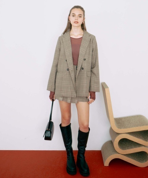 archives(アルシーヴ)の「【セットアップ対応】チェックラッププリーツミニスカート(スカート・レディース・グレー/モカ・MEDIUM)」の8枚目の写真