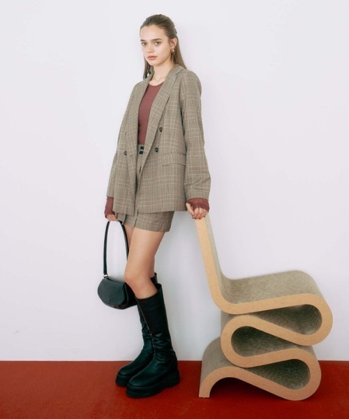 archives(アルシーヴ)の「【セットアップ対応】チェックラッププリーツミニスカート(スカート・レディース・グレー/モカ・MEDIUM)」の9枚目の写真