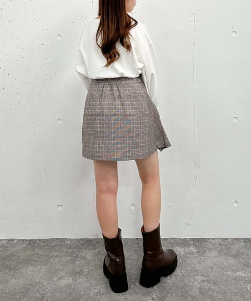 archives(アルシーヴ)の「【セットアップ対応】チェックラッププリーツミニスカート(スカート・レディース・グレー/モカ・MEDIUM)」の14枚目の写真