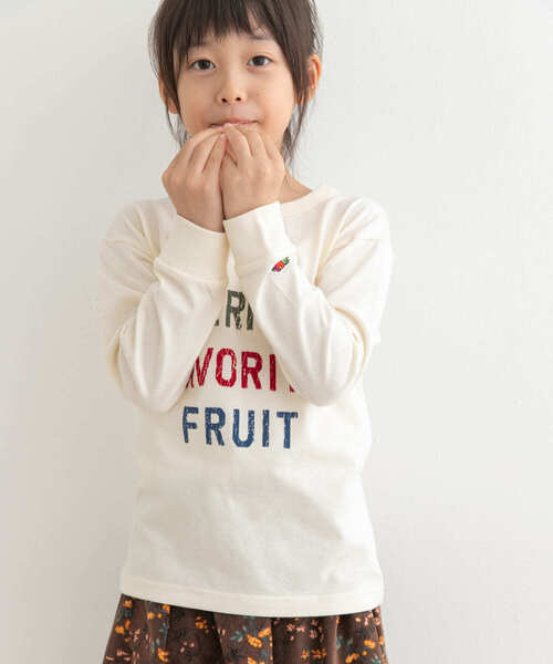 FRUIT OF THE LOOM（フルーツオブザルーム）の「FRUIT OF THE LOOM　フロッキープリント長袖Tシャツ(KIDS)（Tシャツ/カットソー・キッズ・ネイビー/アイボリー・130/120/110/140）」の13枚目の写真