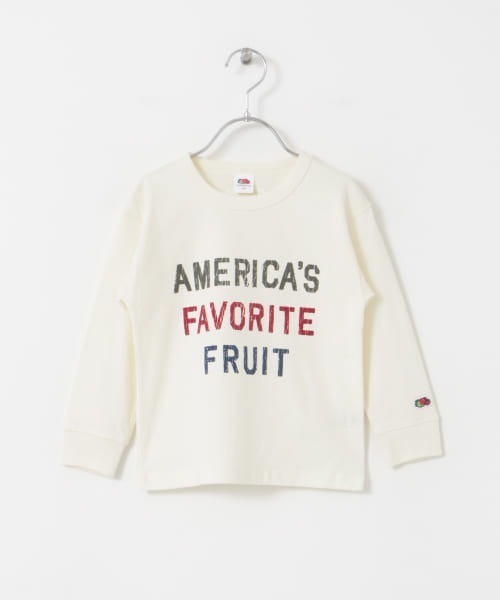 FRUIT OF THE LOOM（フルーツオブザルーム）の「FRUIT OF THE LOOM　フロッキープリント長袖Tシャツ(KIDS)（Tシャツ/カットソー・キッズ・ネイビー/アイボリー・130/120/110/140）」の3枚目の写真