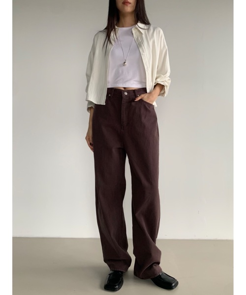 Didot.showroom（ディドット ショールーム）の「ディープカラーワイドデニムパンツ（デニムパンツ・レディース・ブルー/ブラウン・S/M）」の2枚目の写真