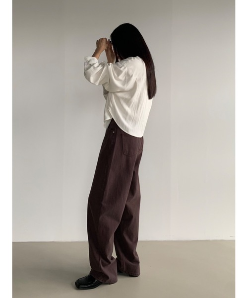 Didot.showroom（ディドット ショールーム）の「ディープカラーワイドデニムパンツ（デニムパンツ・レディース・ブルー/ブラウン・S/M）」の5枚目の写真
