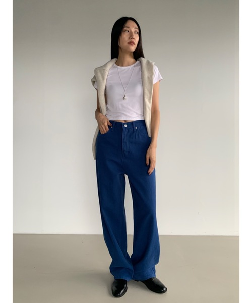 Didot.showroom（ディドット ショールーム）の「ディープカラーワイドデニムパンツ（デニムパンツ・レディース・ブルー/ブラウン・S/M）」の12枚目の写真
