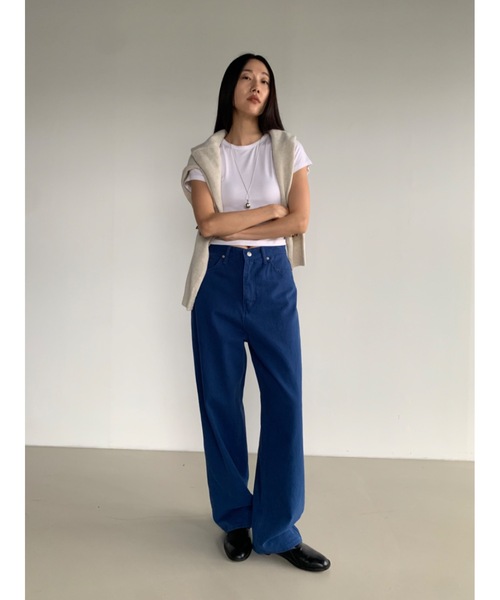 Didot.showroom（ディドット ショールーム）の「ディープカラーワイドデニムパンツ（デニムパンツ・レディース・ブルー/ブラウン・S/M）」の15枚目の写真