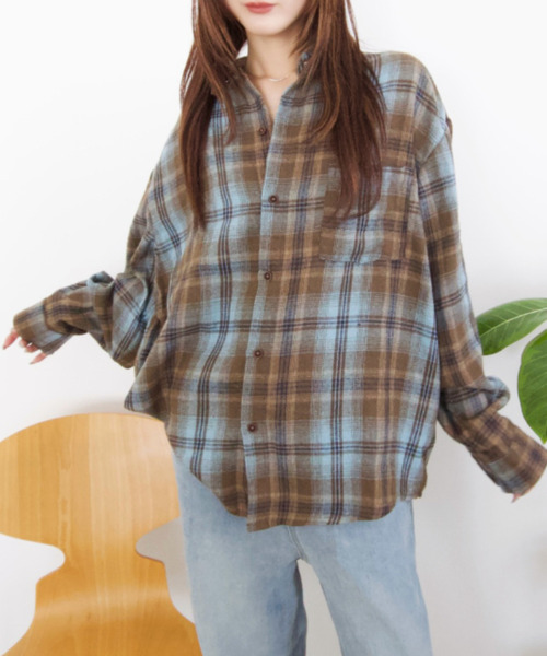 ルーズフィット チェックシャツ カジュアル ユニセックス セール】ルーズフィット ユニセックス チェックシャツ（シャツ