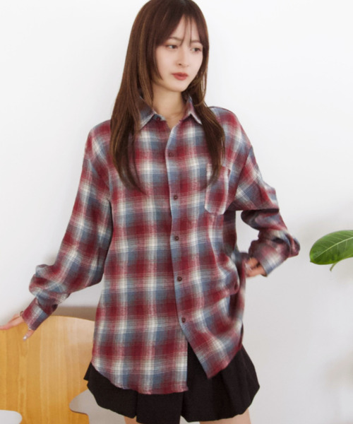 セール】ルーズフィット ユニセックス チェックシャツ（シャツ