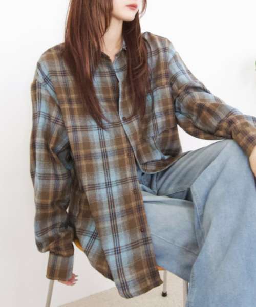 Good Riddance（グッドリダンス）の「ルーズフィット ユニセックス チェックシャツ（シャツ/ブラウス・メンズ・ブルー/レッド・L/M）」の16枚目の写真