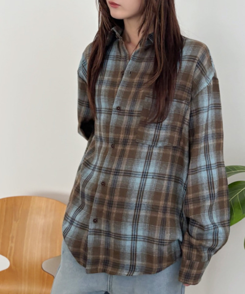 Good Riddance（グッドリダンス）の「ルーズフィット ユニセックス チェックシャツ（シャツ/ブラウス・メンズ・ブルー/レッド・L/M）」の14枚目の写真