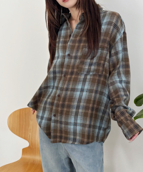 Good Riddance（グッドリダンス）の「ルーズフィット ユニセックス チェックシャツ（シャツ/ブラウス・メンズ・ブルー/レッド・L/M）」の10枚目の写真