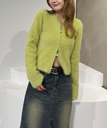 clear | ショートフェザーダブルジップニットトップス [スタイルアップ トレンド感 抜け感のあるコーデ]≪2024AW新作≫(ニット/セーター)