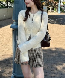 clear | ショートフェザーダブルジップニットトップス [スタイルアップ トレンド感 抜け感のあるコーデ]≪2024AW新作≫(ニット/セーター)