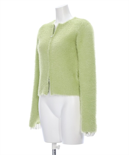 clear（クリア）の「ショートフェザーダブルジップニットトップス [オフィスカジュアル 着回し抜群 大人]≪再入荷≫（ニット/セーター・レディース・アイボリー/グリーン/グレー/ブルー・F）」の12枚目の写真