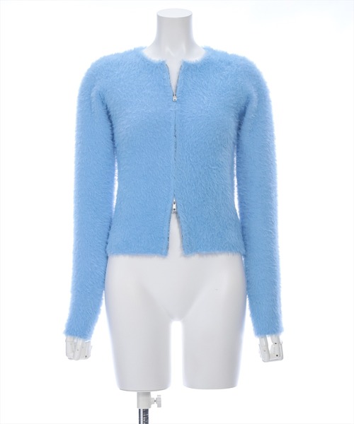 clear（クリア）の「ショートフェザーダブルジップニットトップス [オフィスカジュアル 着回し抜群 大人]≪再入荷≫（ニット/セーター・レディース・アイボリー/グリーン/グレー/ブルー・F）」の20枚目の写真