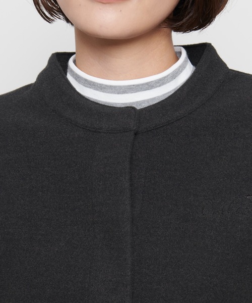 Arnold Palmer（アーノルドパーマー）の「ウールライク メルトン コクーンジャケット（ノーカラージャケット・レディース・キャメル/ネイビー/ダークグレー・S/L/M）」の4枚目の写真