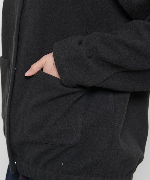 Arnold Palmer（アーノルドパーマー）の「ウールライク メルトン コクーンジャケット（ノーカラージャケット・レディース・キャメル/ネイビー/ダークグレー・S/L/M）」の19枚目の写真