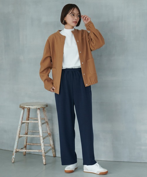 Arnold Palmer（アーノルドパーマー）の「ウールライク メルトン コクーンジャケット（ノーカラージャケット・レディース・キャメル/ネイビー/ダークグレー・S/L/M）」の17枚目の写真