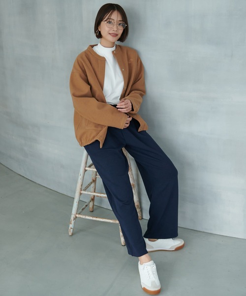 Arnold Palmer（アーノルドパーマー）の「ウールライク メルトン コクーンジャケット（ノーカラージャケット・レディース・キャメル/ネイビー/ダークグレー・S/L/M）」の7枚目の写真