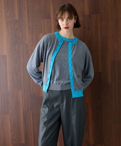 N.O.R.C（ノーク）の「セミウーステッドバイカラーニットカーディガン