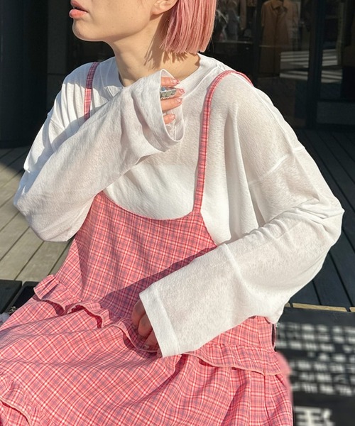 関税込み◎【ALAIA】リブ編みコットンジャージー製Tシャツ コットン ジャージー ロングスリーブ Tシャツ