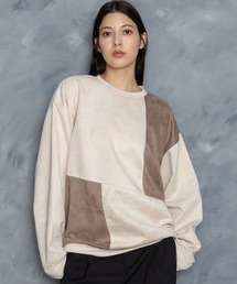 faux suede switching design cutsew/スウェードタッチ 切り替えデザイン カットソー
