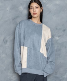 faux suede switching design cutsew/スウェードタッチ 切り替えデザイン カットソー