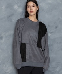 faux suede switching design cutsew/スウェードタッチ 切り替えデザイン カットソー
