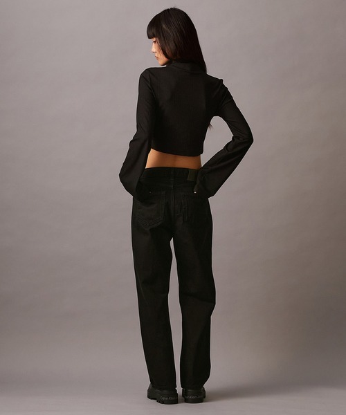 Calvin Klein（カルバン・クライン）の「エンブロイドリブハイネックロングスリーブTシャツ（ニット/セーター・レディース・アイボリー/ブラック・L/M/XS/S）」の4枚目の写真