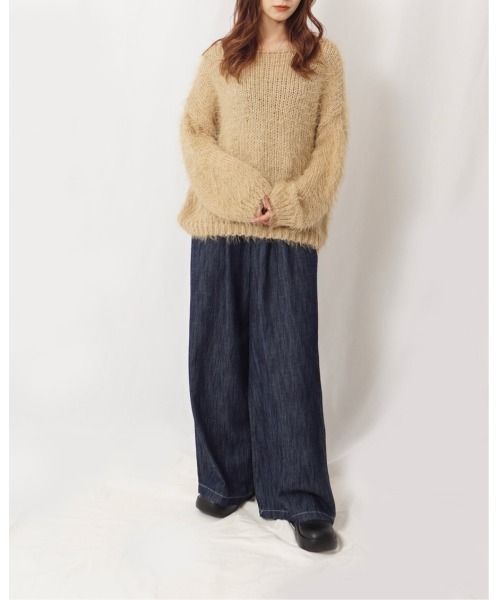Alt due(オルトデュー)の「【Alt due/オルト デュー】フェザーヤーンドロップショルダーシルエットプルオーバーニット(ニット/セーター・レディース・ベージュ/アイボリー/ブラック/ライトグレー・FREE)」の14枚目の写真