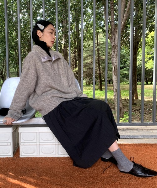 LONSLAN（ロンスラン）の「オーバーサイズ ハイネックニット LON24a109（ニット/セーター・レディース・グレー/モカ/ホワイト/ブラック・S/M）」の12枚目の写真