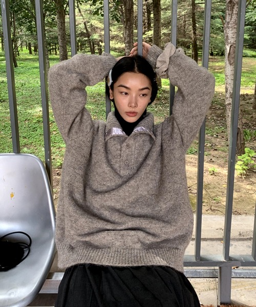 LONSLAN（ロンスラン）の「オーバーサイズ ハイネックニット LON24a109（ニット/セーター・レディース・グレー/モカ/ホワイト/ブラック・S/M）」の13枚目の写真