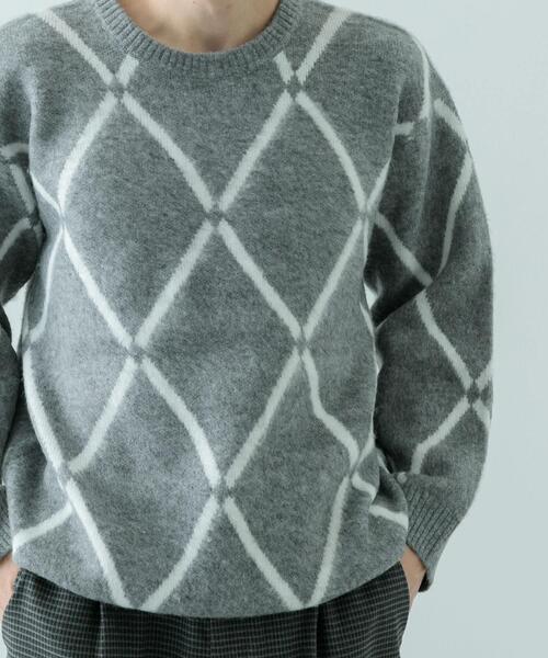 ITEMS URBANRESEARCH（アイテムズ アーバンリサーチ）の「ラインダイヤ クルーネック シャギーニット（ニット/セーター・メンズ・イエロー/ブラック/グレー・MEDIUM/LARGE）」の3枚目の写真