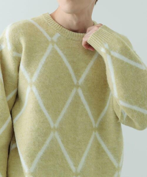 ITEMS URBANRESEARCH（アイテムズ アーバンリサーチ）の「ラインダイヤ クルーネック シャギーニット（ニット/セーター・メンズ・イエロー/ブラック/グレー・MEDIUM/LARGE）」の5枚目の写真