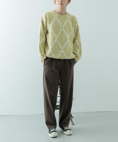 ITEMS URBANRESEARCH（アイテムズ アーバンリサーチ）の「ラインダイヤ クルーネック シャギーニット（ニット/セーター・メンズ・イエロー/ブラック/グレー・MEDIUM/LARGE）」の8枚目の写真