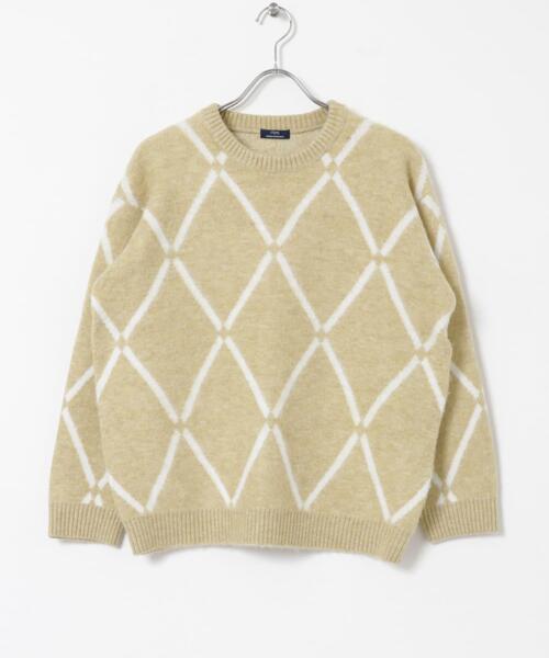 ITEMS URBANRESEARCH（アイテムズ アーバンリサーチ）の「ラインダイヤ クルーネック シャギーニット（ニット/セーター・メンズ・イエロー/ブラック/グレー・MEDIUM/LARGE）」の7枚目の写真