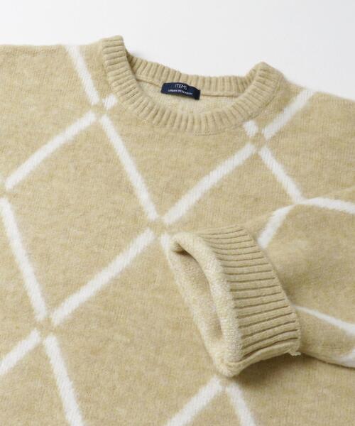 ITEMS URBANRESEARCH（アイテムズ アーバンリサーチ）の「ラインダイヤ クルーネック シャギーニット（ニット/セーター・メンズ・イエロー/ブラック/グレー・MEDIUM/LARGE）」の4枚目の写真