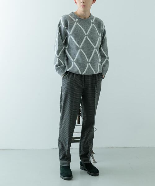 ITEMS URBANRESEARCH（アイテムズ アーバンリサーチ）の「ラインダイヤ クルーネック シャギーニット（ニット/セーター・メンズ・イエロー/ブラック/グレー・MEDIUM/LARGE）」の20枚目の写真