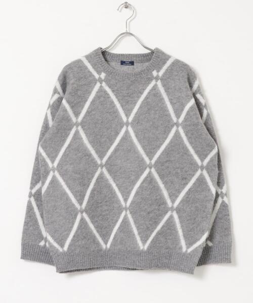 ITEMS URBANRESEARCH（アイテムズ アーバンリサーチ）の「ラインダイヤ クルーネック シャギーニット（ニット/セーター・メンズ・イエロー/ブラック/グレー・MEDIUM/LARGE）」の18枚目の写真