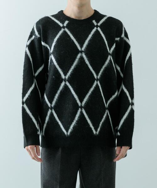 ITEMS URBANRESEARCH（アイテムズ アーバンリサーチ）の「ラインダイヤ クルーネック シャギーニット（ニット/セーター・メンズ・イエロー/ブラック/グレー・MEDIUM/LARGE）」の13枚目の写真