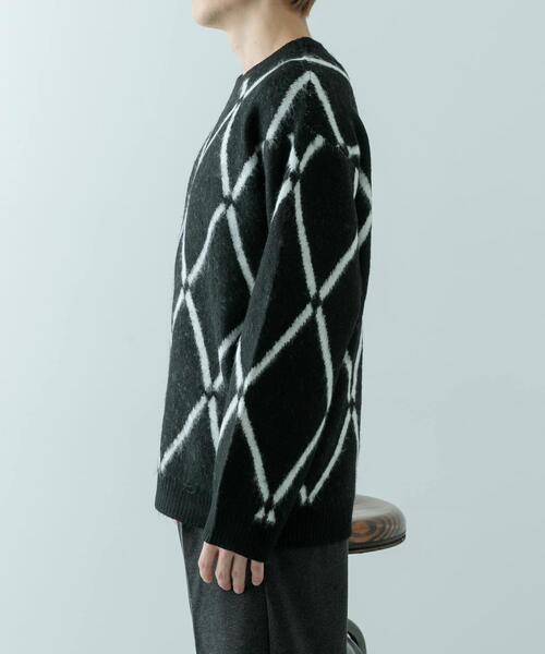 ITEMS URBANRESEARCH（アイテムズ アーバンリサーチ）の「ラインダイヤ クルーネック シャギーニット（ニット/セーター・メンズ・イエロー/ブラック/グレー・MEDIUM/LARGE）」の11枚目の写真