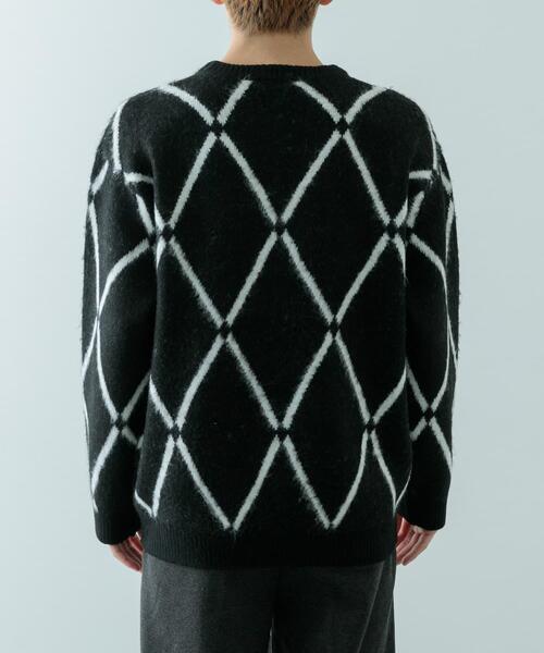 ITEMS URBANRESEARCH（アイテムズ アーバンリサーチ）の「ラインダイヤ クルーネック シャギーニット（ニット/セーター・メンズ・イエロー/ブラック/グレー・MEDIUM/LARGE）」の14枚目の写真