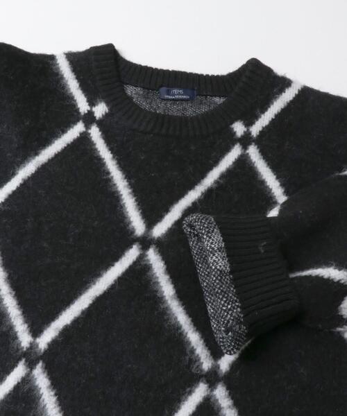 ITEMS URBANRESEARCH（アイテムズ アーバンリサーチ）の「ラインダイヤ クルーネック シャギーニット（ニット/セーター・メンズ・イエロー/ブラック/グレー・MEDIUM/LARGE）」の9枚目の写真