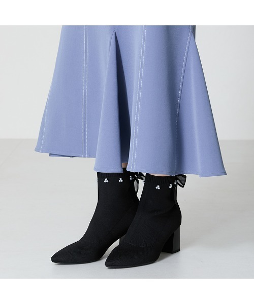 【セール】2024秋冬新作 チュールリボン×パールニットブーツ 41429（ブーツ）｜ORiental TRaffic（オリエンタルトラフィック） 6,714円