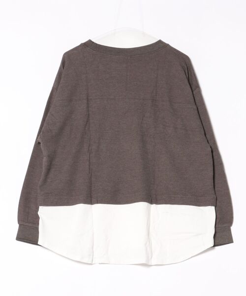 GOLDJAPAN(ゴールドジャパン)の「フェイクレイヤードワッフルプルオーバー【大きいサイズ対応】(Tシャツ/カットソー・レディース・ブラック/カーキ/チャコールグレー・LL~3L/4L~5L)」の8枚目の写真