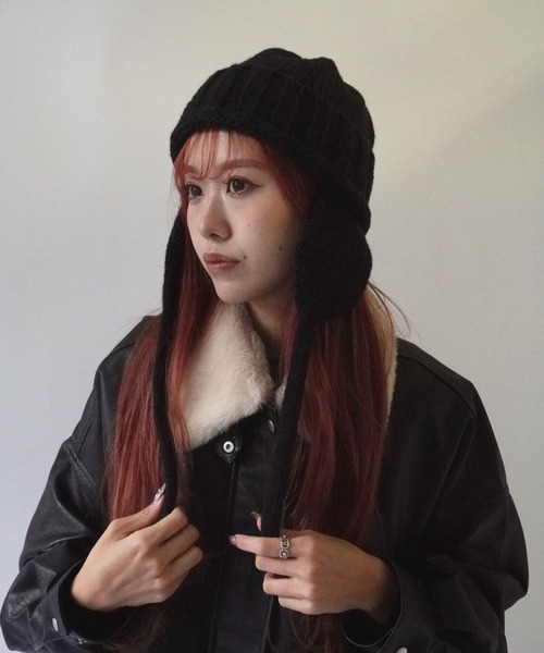 Port（ポート）の「【 antique andico / アンティーク アンディコ 】フライト ニット ビーニー（ニットキャップ/ビーニー・レディース・ホワイト/ブラウン/ブラック・FREE）」の6枚目の写真