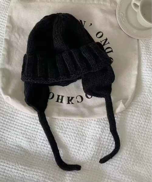 Port（ポート）の「【 antique andico / アンティーク アンディコ 】フライト ニット ビーニー（ニットキャップ/ビーニー・レディース・ホワイト/ブラウン/ブラック・FREE）」の8枚目の写真