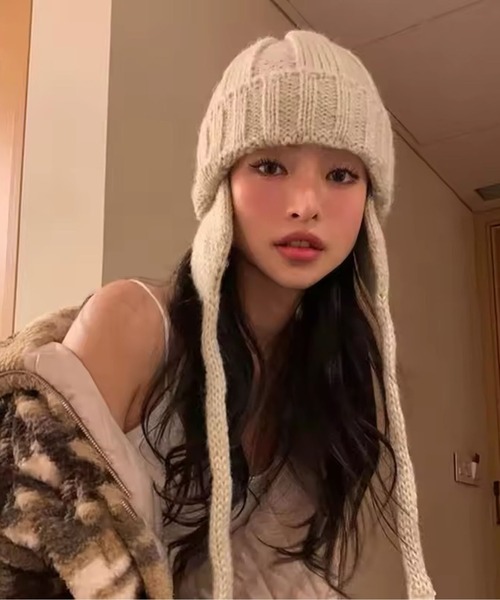 Port（ポート）の「【 antique andico / アンティーク アンディコ 】フライト ニット ビーニー（ニットキャップ/ビーニー・レディース・ホワイト/ブラウン/ブラック・FREE）」の10枚目の写真